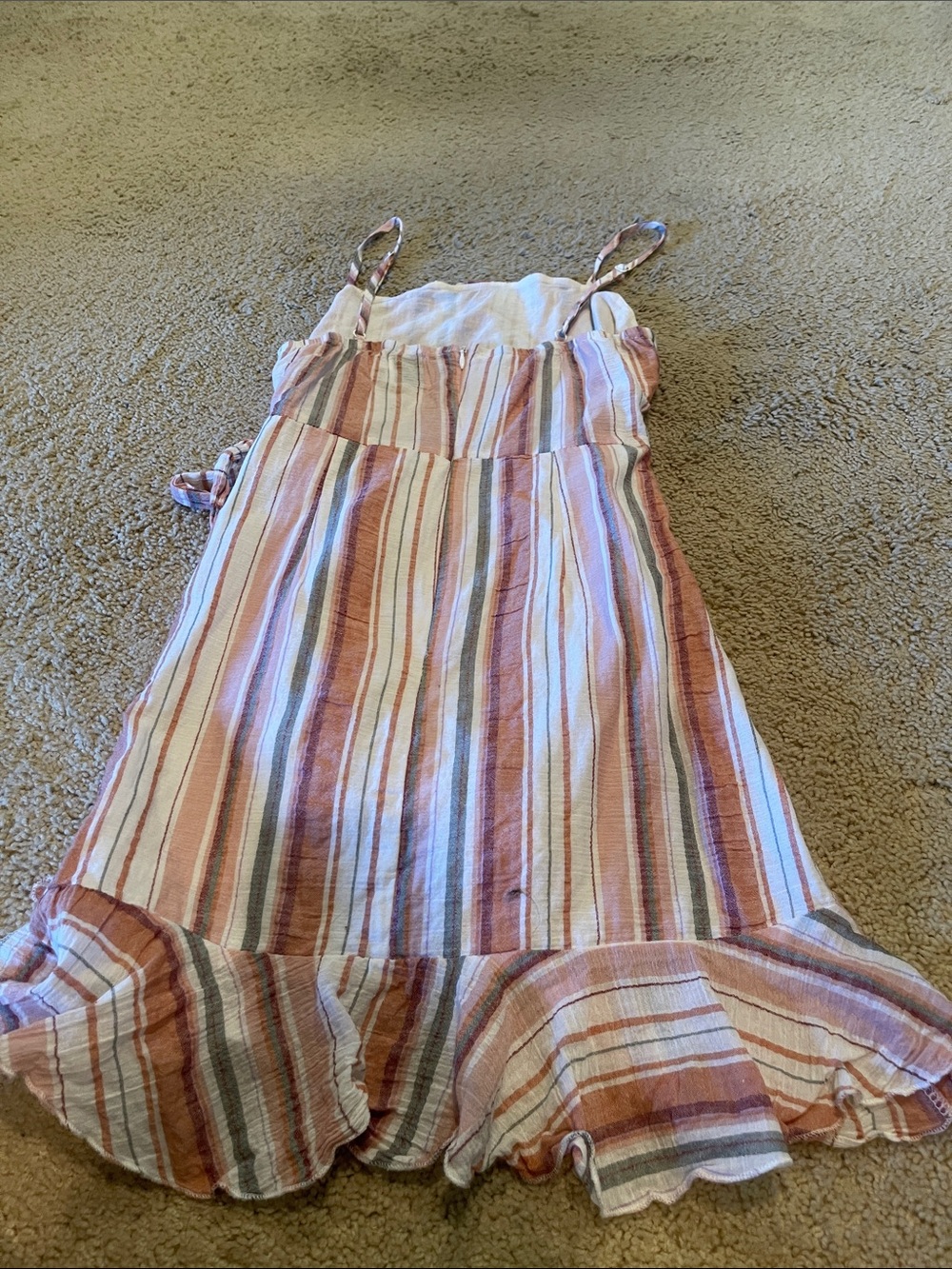 Striped Ruffle Mini Dress - Pink Multi - Picture 3 of 3